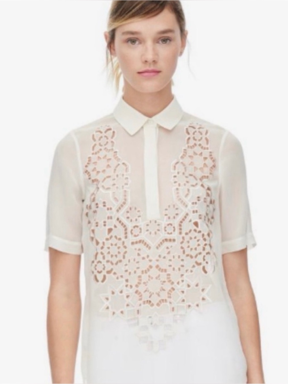 NWT Rebecca Taylor Silk Mosaic Cut Out Top Sz 8